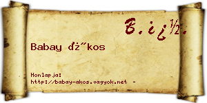 Babay Ákos névjegykártya
